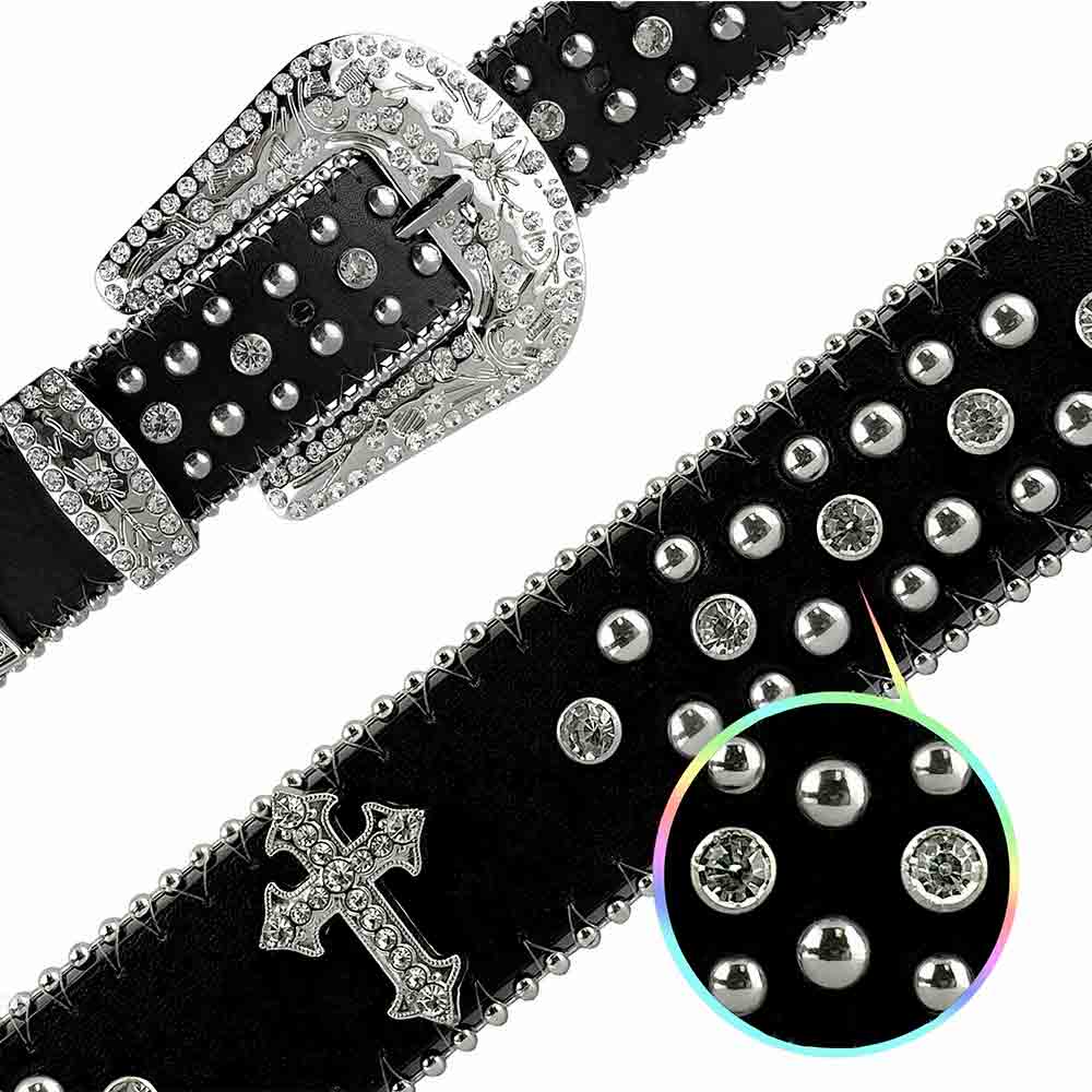 Black Cross Stones Rhinestone Belt