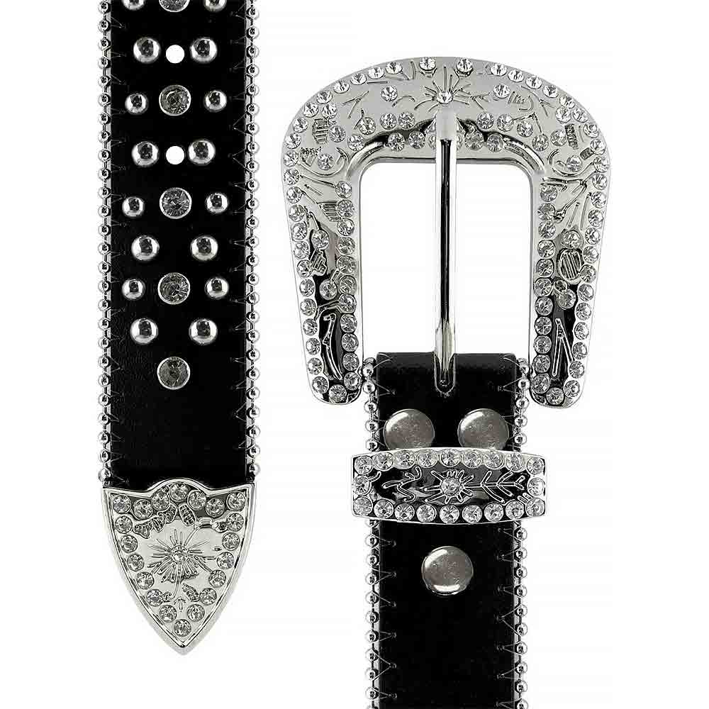 Black Cross Stones Rhinestone Belt