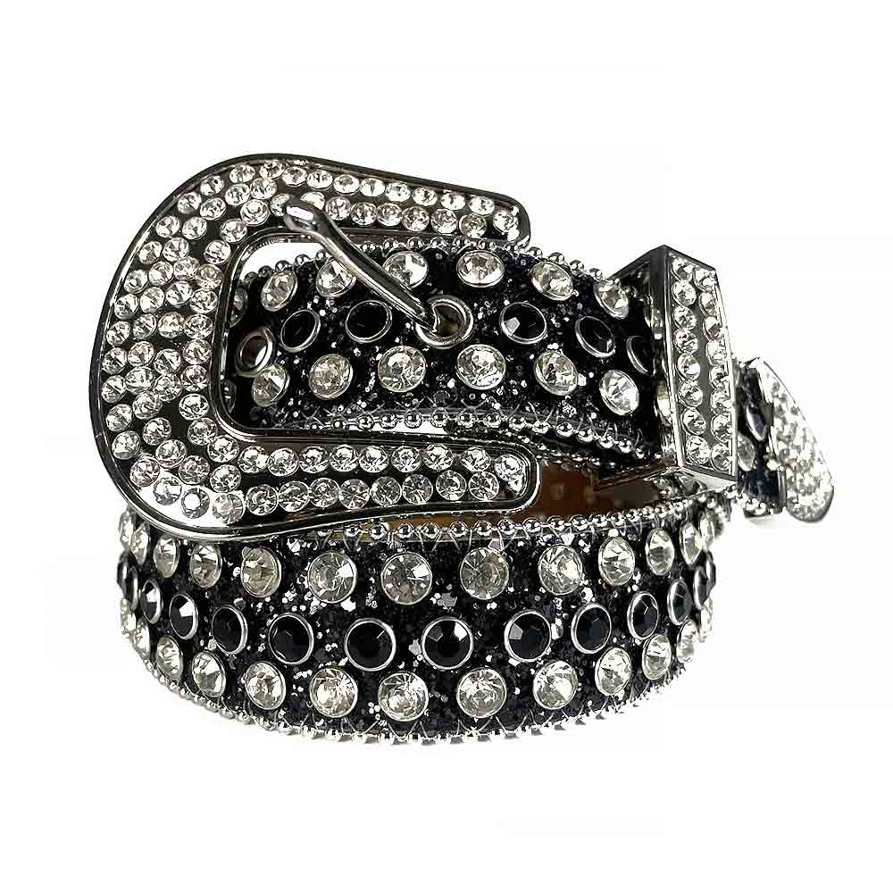 Black & White Rhinestone Studded Belt (Prime Shipping)