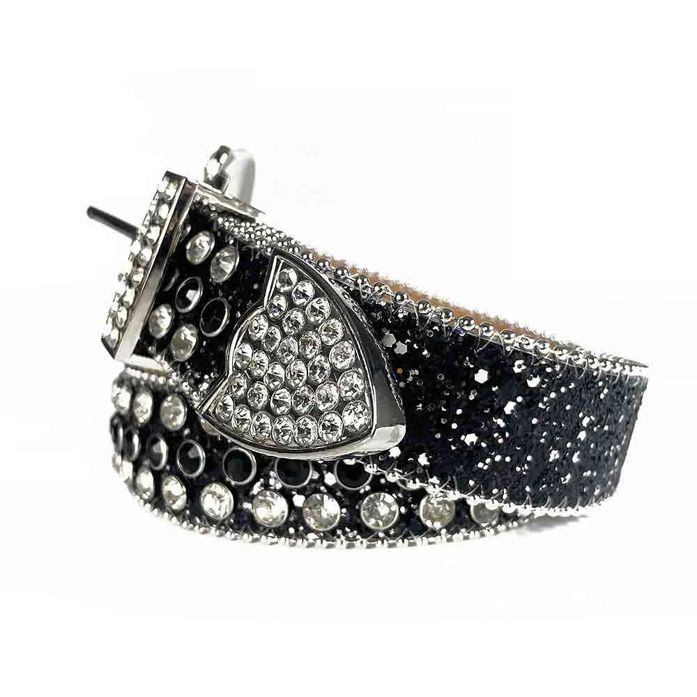 Black & White Rhinestone Studded Alligator Belt