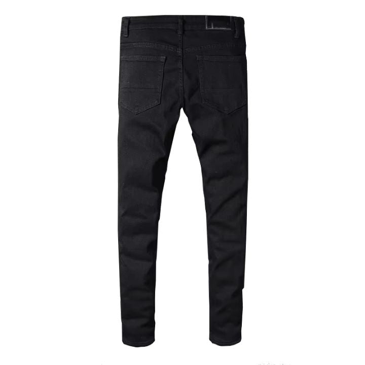 EST. 313 Rhinestone Patch Slim Jeans
