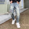 EST. 313 Stonewashed Patchwork Jeans