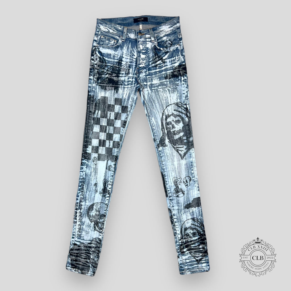 Amiri Wes Lang Sketch Jeans - Painted Indigo
