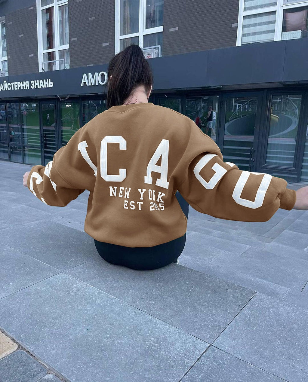 EST. 313 Oversized Letter Print Hoodie