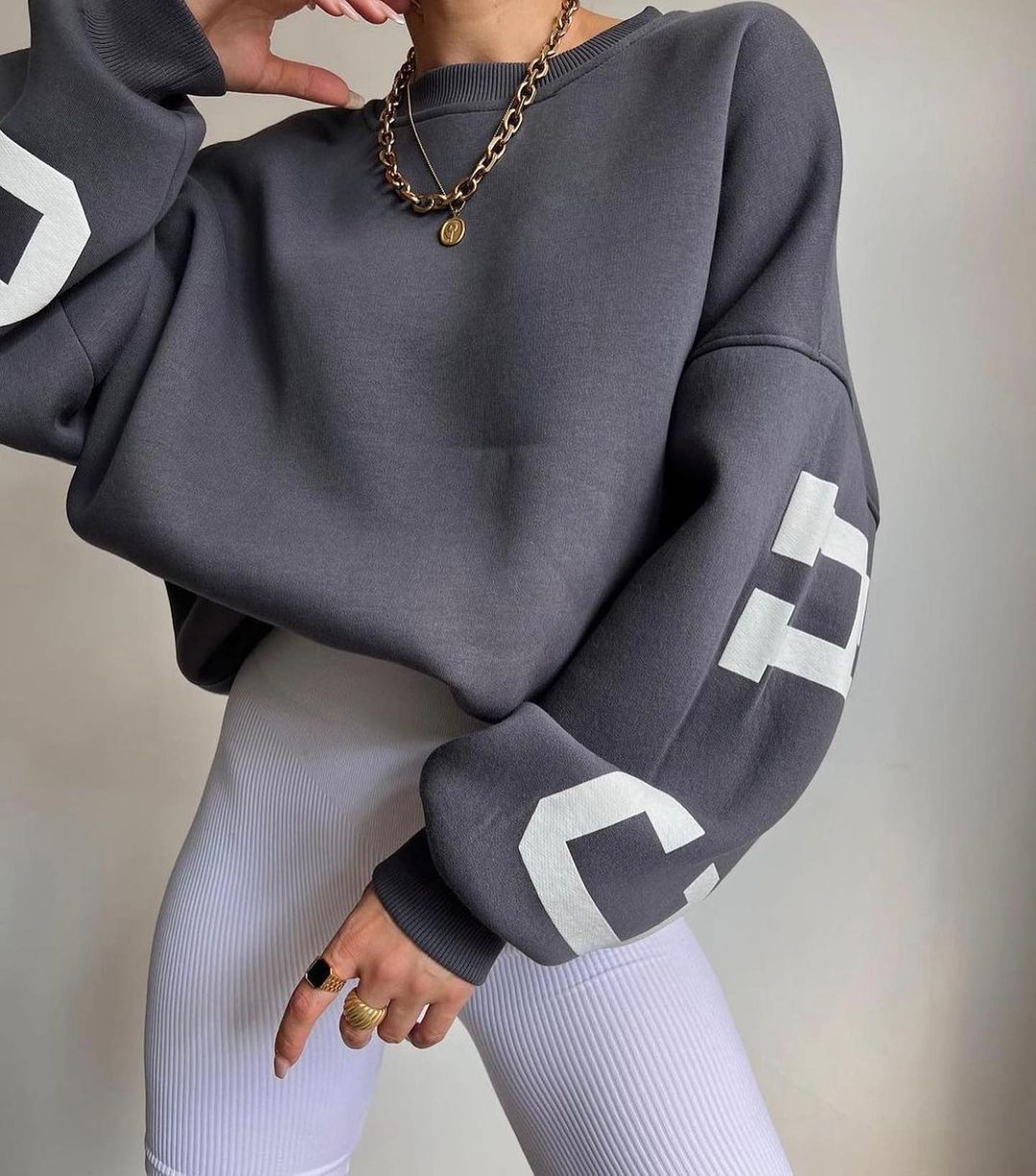 Oversized Letter Print Hoodie