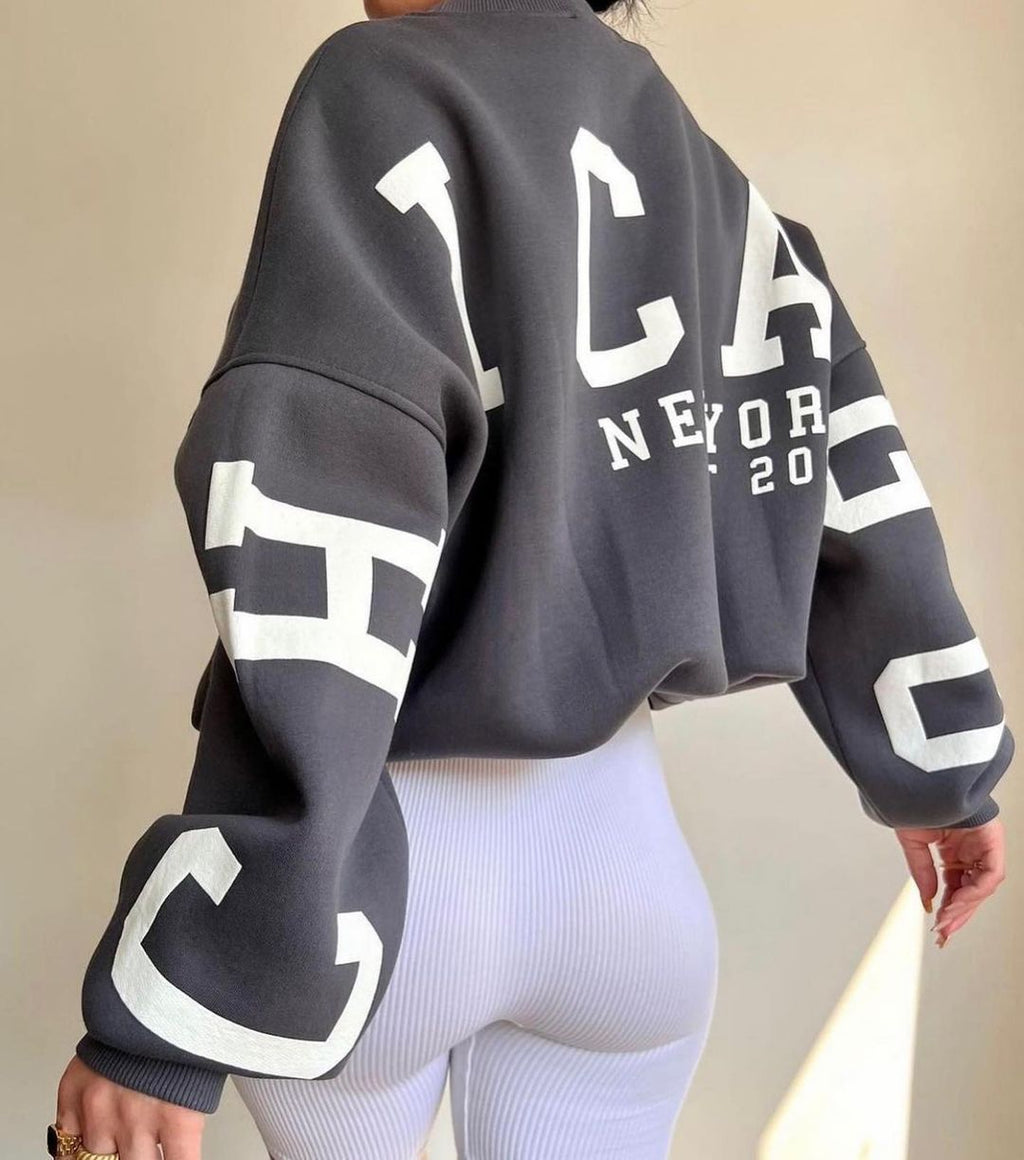 EST. 313 Oversized Letter Print Hoodie