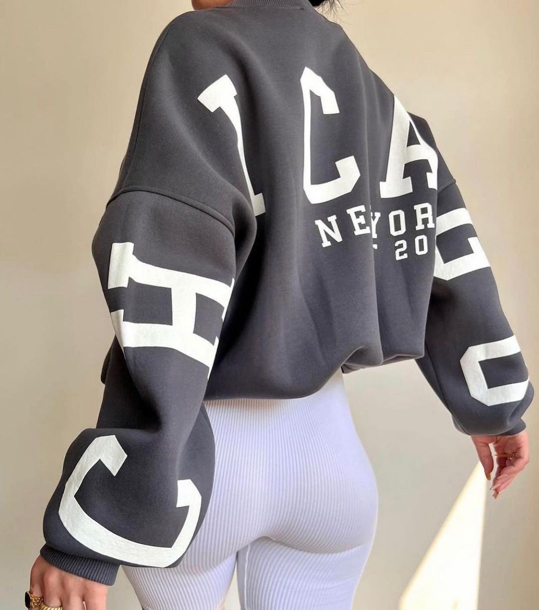 EST. 313 Oversized Letter Print Hoodie