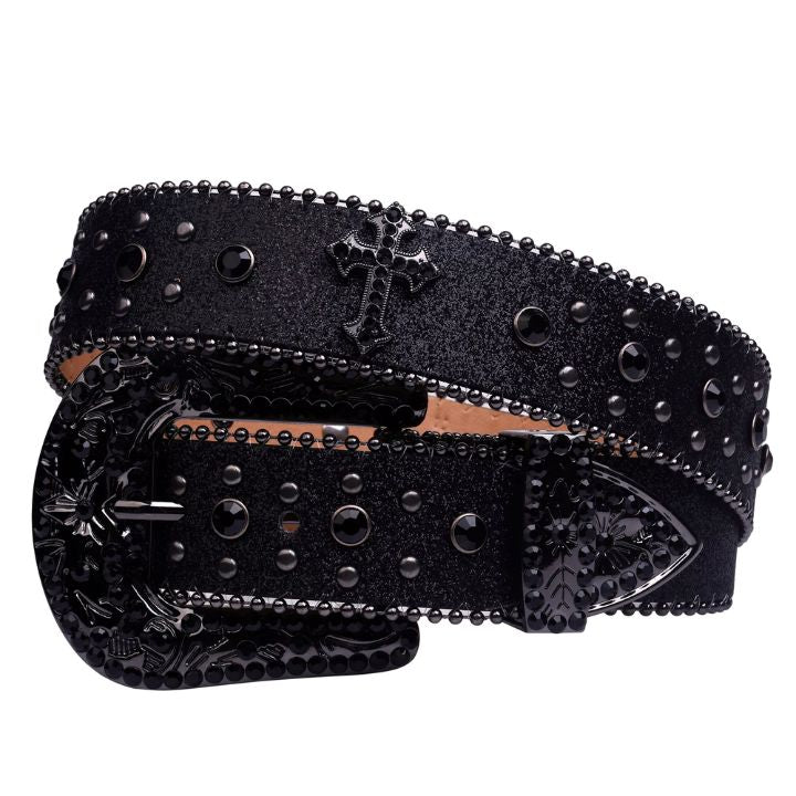 Black Studded Rhinestone Belt
