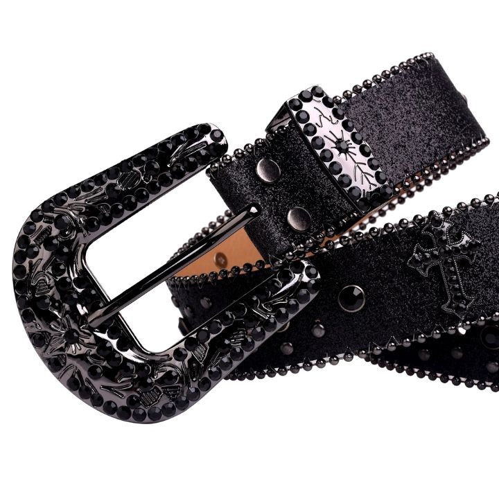 Black Studded Rhinestone Belt