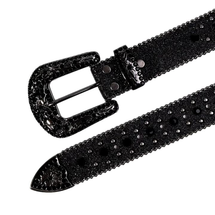 Black Studded Rhinestone Belt