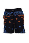 Amiri Men's Black Cotton Bandana Shorts (Orange/Blue)