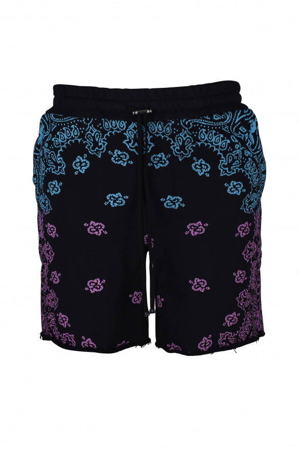 Amiri Men's Black Cotton Bandana Shorts (Pink/Blue)