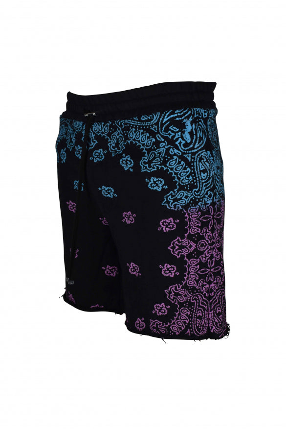 Amiri Men's Black Cotton Bandana Shorts (Pink/Blue)