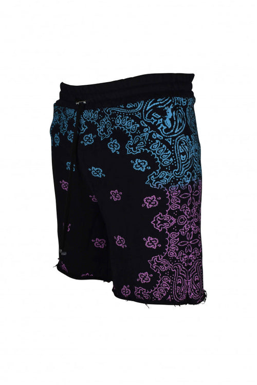 Amiri Men's Black Cotton Bandana Shorts (Pink/Blue)
