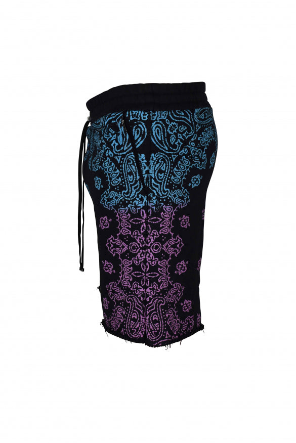 Amiri Men's Black Cotton Bandana Shorts (Pink/Blue)