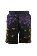 Amiri Men's Black Cotton Bandana Shorts (Purple/Yellow)