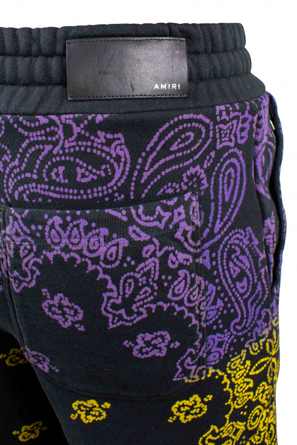 Amiri Men's Black Cotton Bandana Shorts (Purple/Yellow)